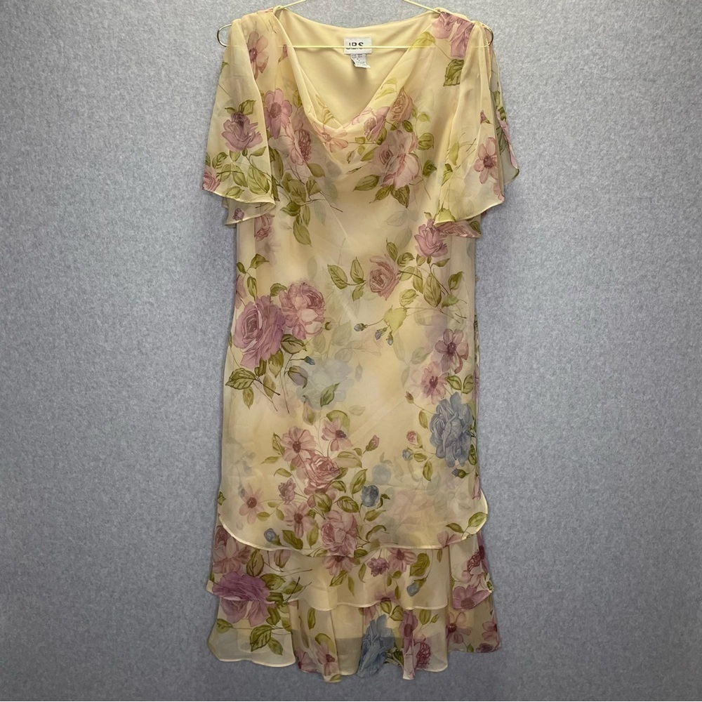 Vintage 90s JBS LTD Cowl Neck Floral Chiffon Flowy Fairy Wedding Maxi Dresss